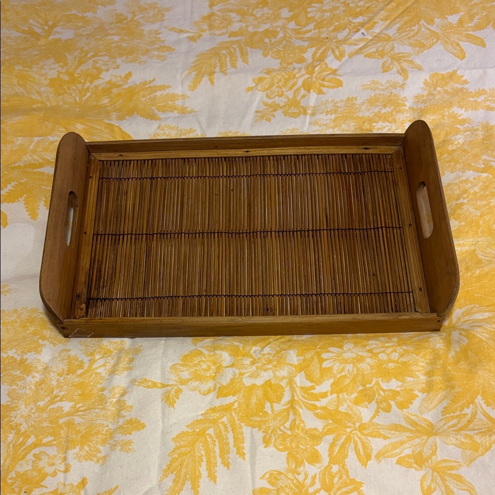 Vintage Brown Bamboo Tray